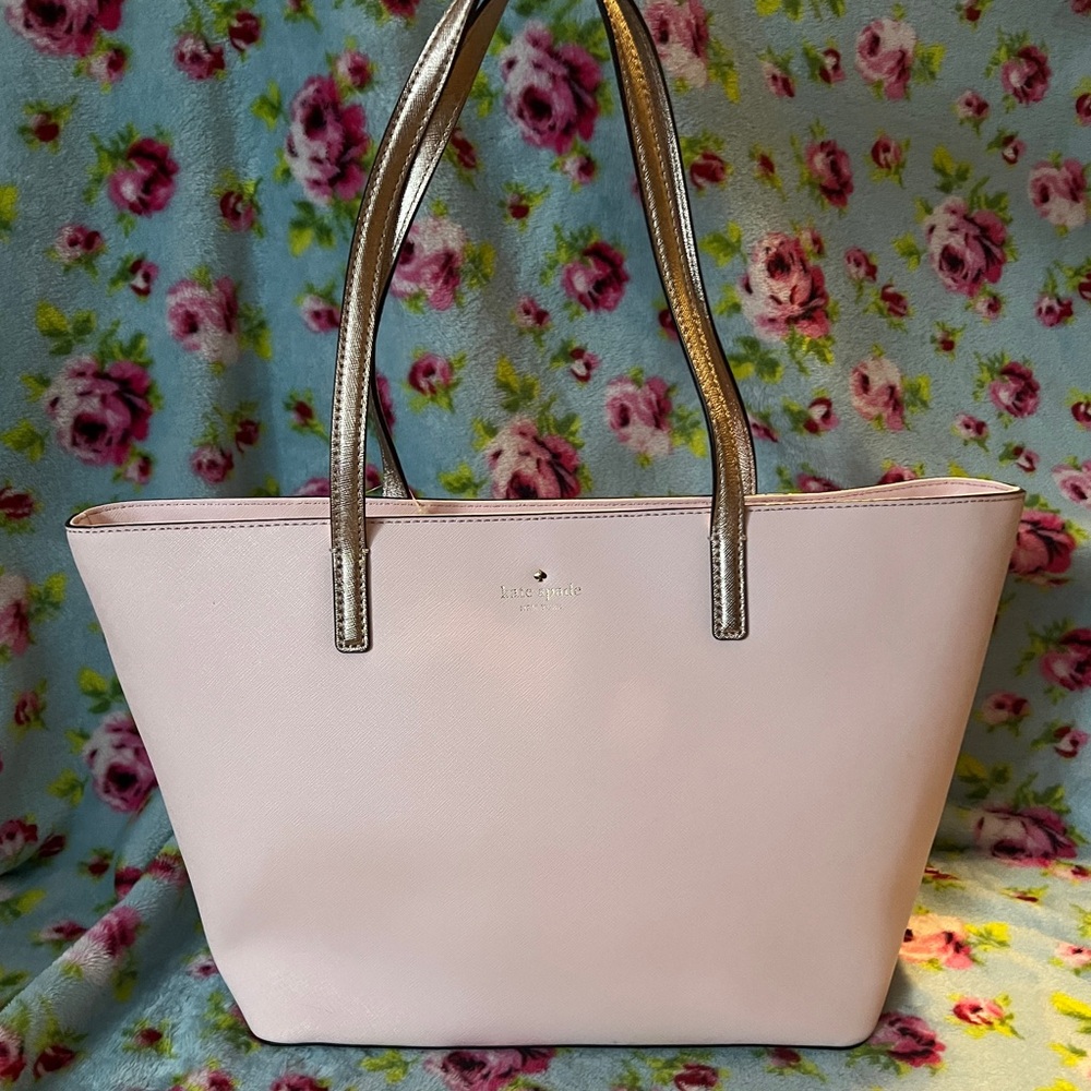 kate spade small harmony gallery drive pastel pink tote w rose gold handles NWT
